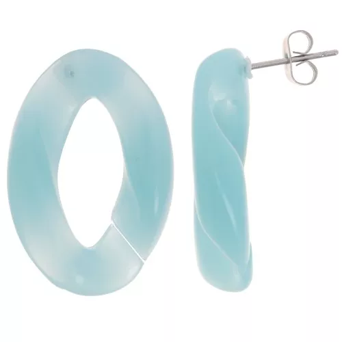 Orecchini perno ovali ritorti 29,5x20 mm - Blu laguna x2