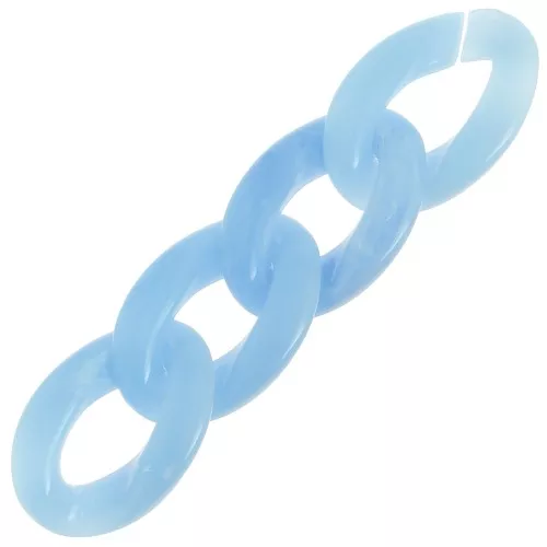 Maglia ovale ritorta in acrilico 29,5x20 mm - Azzurro marmorizzato - Bianco x1