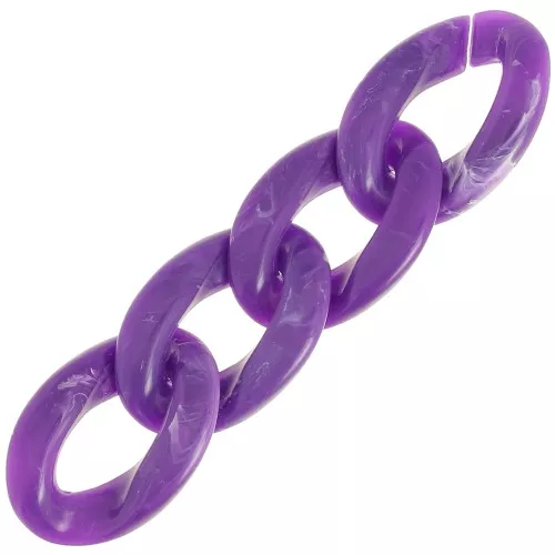 Maglia ovale ritorta in acrilico 29,5x20 mm - Viola marmorizzato - Bianco x1