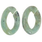 Maglia ovale ritorta in acrilico 29,5x20 mm - Grigio verde - Nero screziato x1