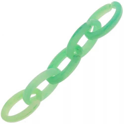 Maglia ovale in acrilico trasparente 35x19 mm - Verde chiaro marmorizzato - Verde scuro