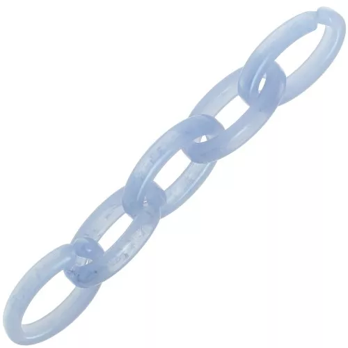 Maglia ovale in acrilico trasparente 35x19 mm - Blu-grigio marmorizzato x1