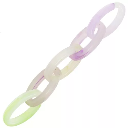 Maglia ovale in acrilico trasparente 35x19 mm - Viola marmorizzato - Verde x1