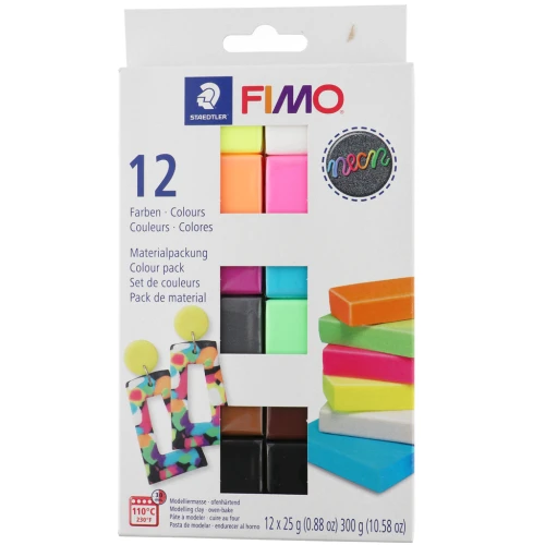 Assortimento di 12 colori Fimo Soft ed Effect - Neon
