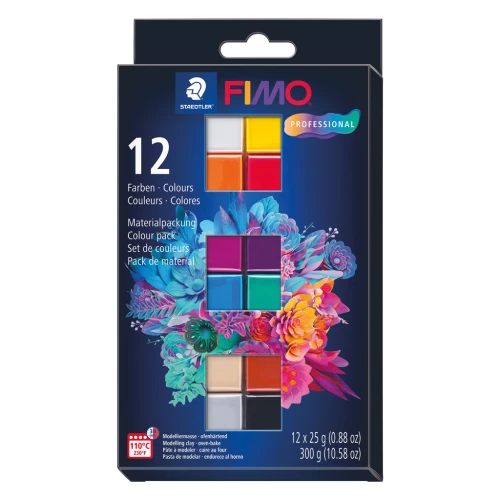 Assortimento di 12 colori in pasta Fimo Professional - Basic