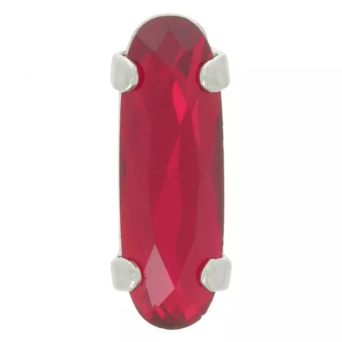 Cristallo incastonato Aurora A4161 Long Classical Oval 15x5 mm Rhodié - Ruby x1