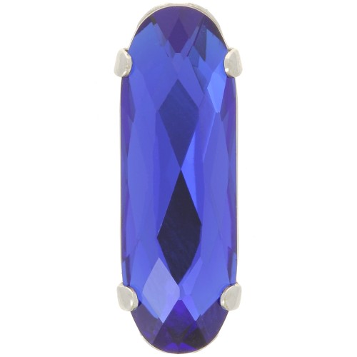 Cristallo incastonato Aurora A4161 Long Classical Oval 21x7 mm Rodio - Capri Blue