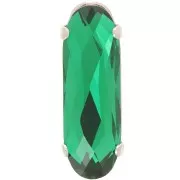 Cristallo incastonato Aurora A4161 Long Classical Oval 21x7 mm Rodio- Emerald x1