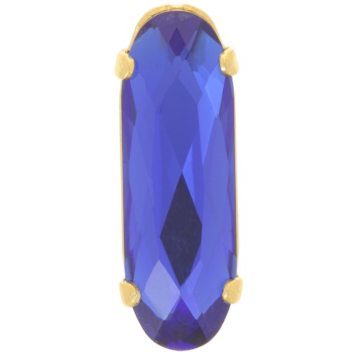 Cristallo incastonato Aurora A4161 Long Classical Oval 21x7 mm Dorato - Capri Blue