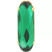 Cristallo incastonato Aurora A4161 Long Classical Oval 21x7 mm Dorato - Emerald x1