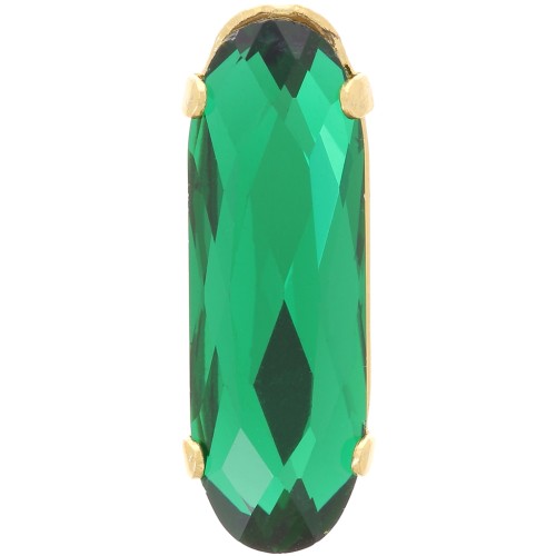 Cristallo incastonato Aurora A4161 Long Classical Oval 21x7 mm Dorato - Emerald x1