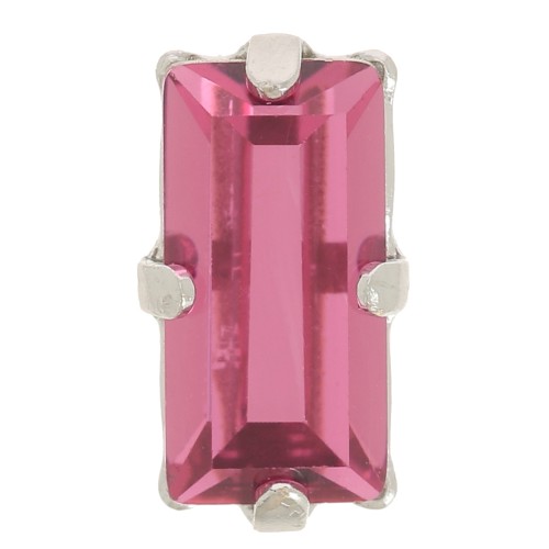 Cristallo con castone Aurora A4500 Baguette 10x5 mm - Rodio - Rosa x1