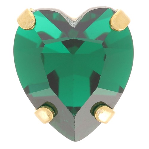 Cristallo incastonato Aurora A4831 Antique Heart 11x10 mm - Oro - Emerald x1