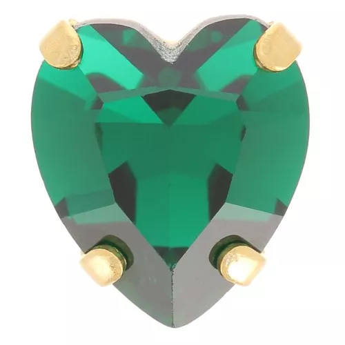Cristallo incastonato Aurora A4831 Antique Heart 11x10 mm - Oro - Emerald x1