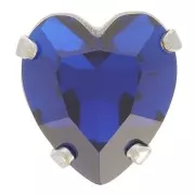 Cristallo incastonato Aurora A4831 Antique Heart 11x10 mm - Rodio - Capri Blue x1