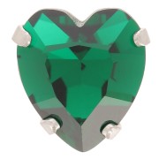 Cristallo incastonato Aurora A4831 Antique Heart 11x10 mm - Rodio - Emerald x1