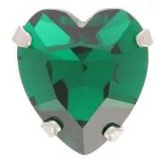 Cristallo incastonato Aurora A4831 Antique Heart 11x10 mm - Rodio - Emerald x1