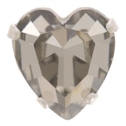 Cristallo incastonato Aurora A4831 Antique Heart 11x10 mm - Rodio - Black Diamond
