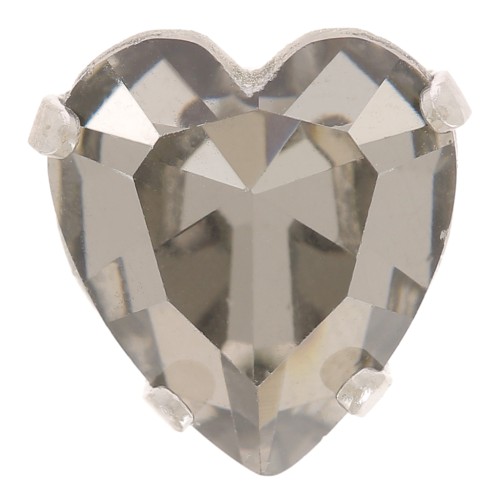 Cristallo incastonato Aurora A4831 Antique Heart 11x10 mm - Rodio - Black Diamond