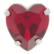 Cristallo incastonato Aurora A4831 Antique Heart 11x10 mm - Rodio - Ruby x1