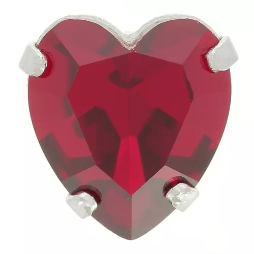 Cristallo incastonato Aurora A4831 Antique Heart 11x10 mm - Rodio - Ruby x1