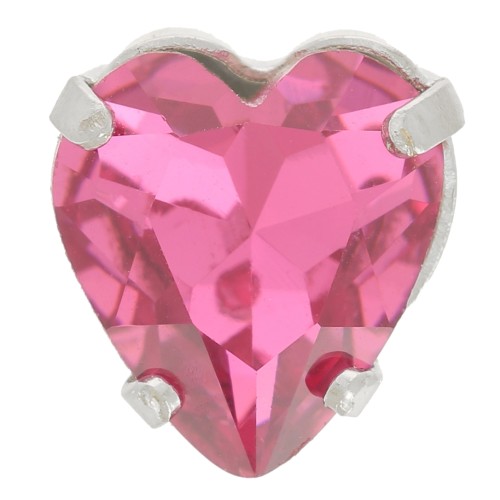 Cristallo incastonato Aurora A4831 Antique Heart 11x10 mm - Rodio - Rose x1