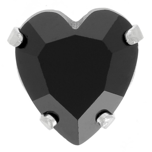 Cristallo incastonato Aurora A4831 Antique Heart 11x10 mm - Rodio - Jet x1