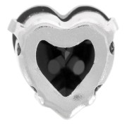 Cristallo incastonato Aurora A4831 Antique Heart 11x10 mm - Rodio - Jet x1