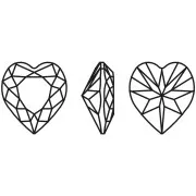 Cristallo incastonato Aurora A4831 Antique Heart 11x10 mm - Rodio - Jet x1