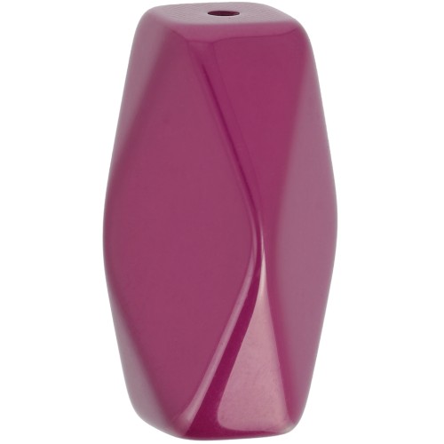 Perlina tubolare esagonale in resina opaca 25x15 mm - Melanzana x1