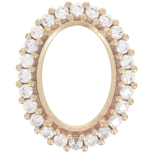 Castone ovale 4120 14x10 mm con ossidi di zirconio - Ottone grezzo - Cristallo