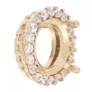 Castone tondo 1088 8 mm con ossidi di zirconio - Ottone grezzo - Cristallo