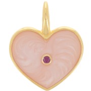 Pendente cuore 24x19 mm in resina epossidica - Dorato - Rosa perlato x1|raw }}