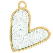 Pendente cuore 21x18mm in vetroresina epossidica Dorato Blu - Argento glitterato|raw }}