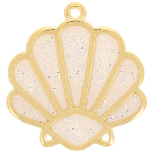Pendente conchiglia 25x23mm vetroresina- Oro fino - Nudo - Argento glitterato