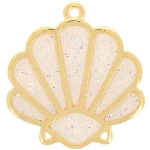 Pendente conchiglia 25x23mm vetroresina- Oro fino - Nudo - Argento glitterato