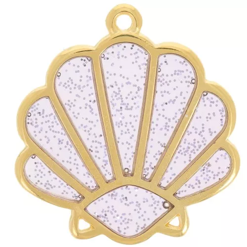 Pendente conchiglia 25x23mm vetroresina - Viola - Argento glitterato