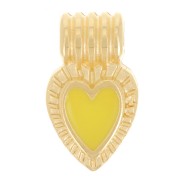 Mini pendente cuore rigato 15x7 mm in resina - Dorato in oro fino- Giallo x1|raw }}