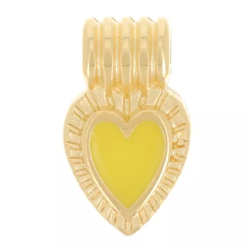 Mini pendente cuore rigato 15x7 mm in resina - Dorato in oro fino- Giallo x1