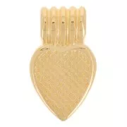 Mini pendente cuore rigato 15x7 mm in resina - Dorato in oro fino - Arancione x1