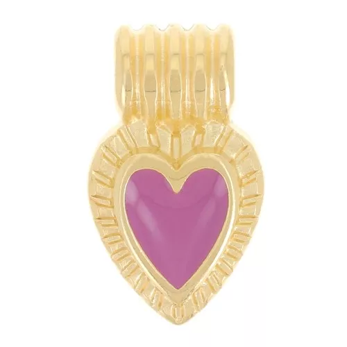 Mini pendente cuore rigato 15x7 mm in resina - Dorato in oro fino - Plum x1