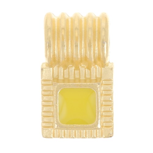 Mini pendente quadrato striato 10x6 mm in resina - Dorato con oro fino - Giallo x1
