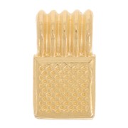 Mini pendente quadrato striato 10x6 mm in resina - Dorato con oro fino - Nero x1