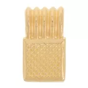 Mini pendente quadrato striato 10x6 mm in resina - Dorato con oro fino - Plum x1