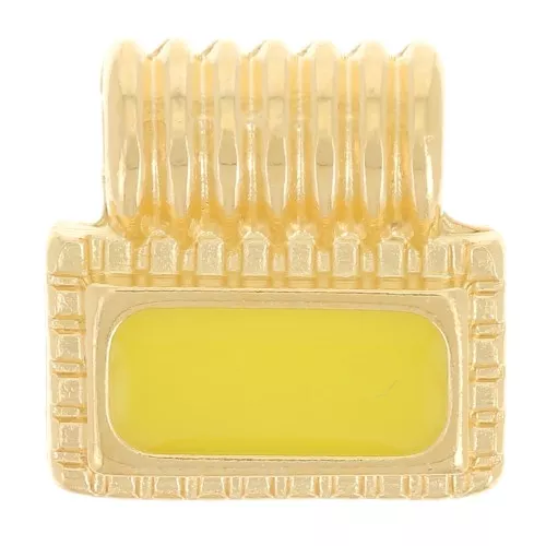 Mini pendente rettangolo da 10 mm in resina - Dorato in oro fino - Giallo x1