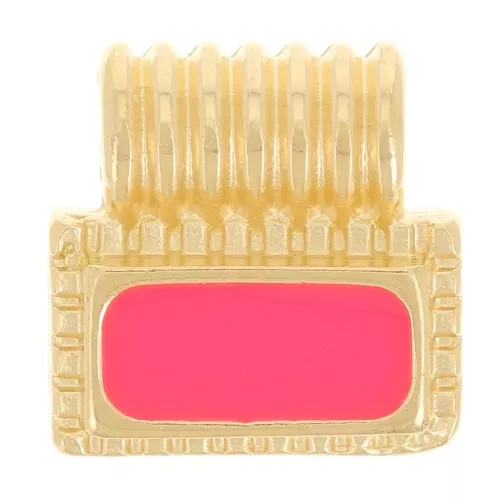 Mini pendente rettangolo da 10 mm in resina - Dorato in oro - Corallo fluorescente