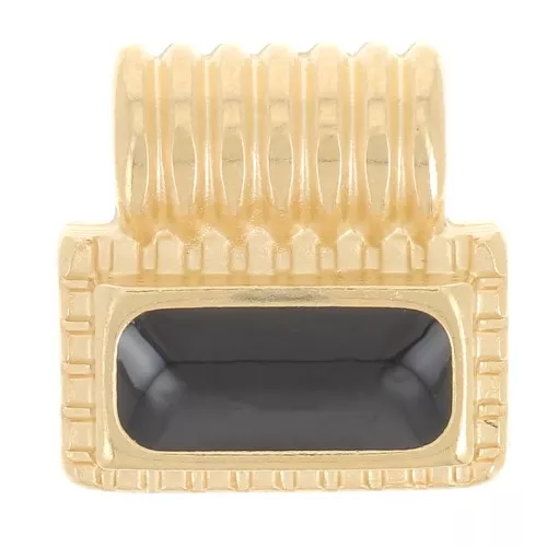 Mini pendente rettangolo da 10 mm in resina - Dorato in oro fino - Nero x1