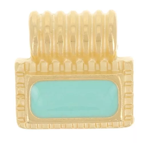 Mini pendente rettangolo da 10 mm in resina - Dorato in oro fino - Turchese x1