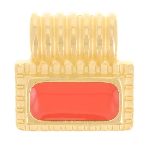 Mini pendente rettangolo da 10 mm in resina - Dorato in oro fino - Arancione x1