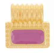 Mini pendente rettangolo da 10 mm in resina - Dorato in oro fino - Plum x1